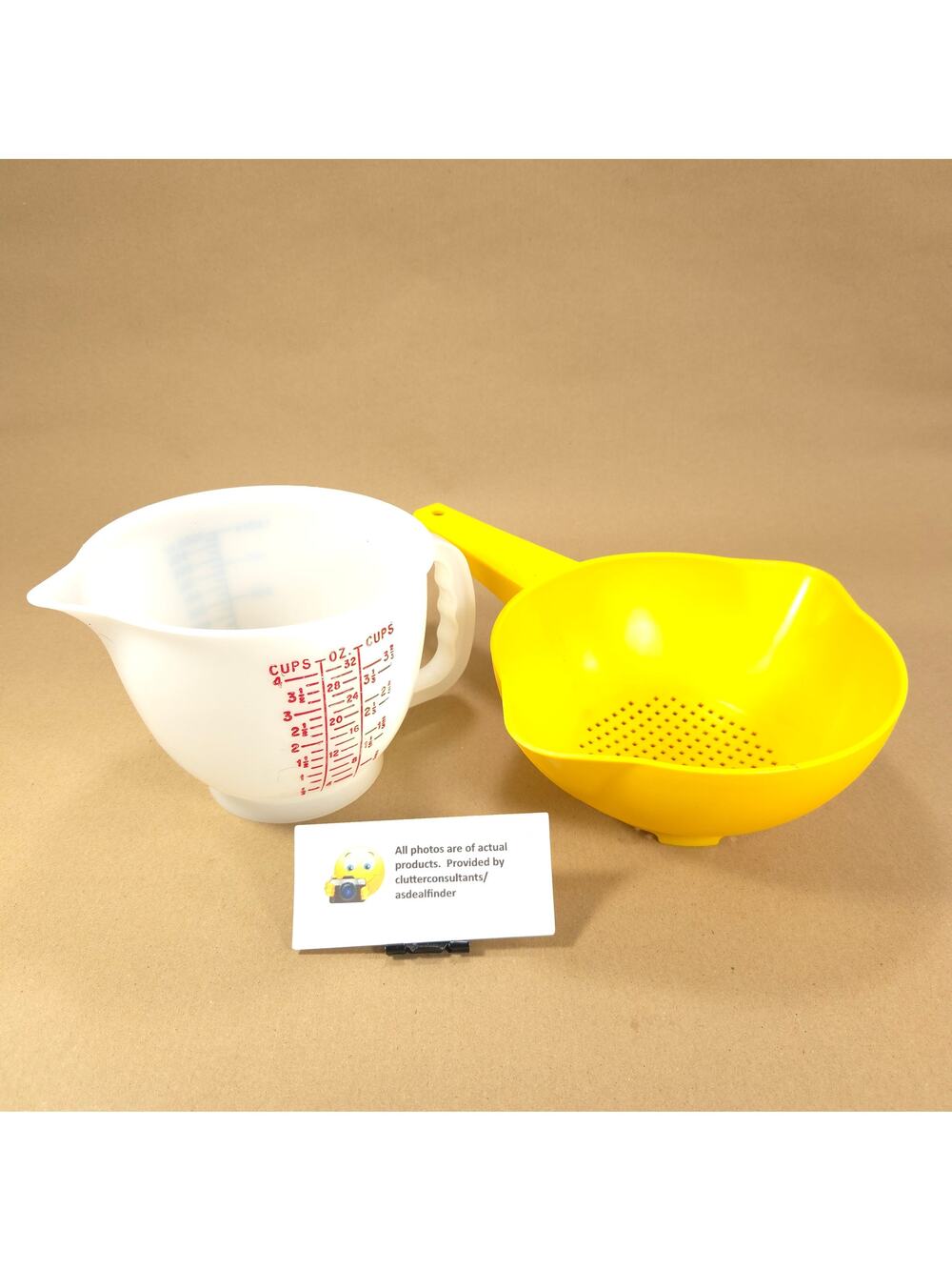 Vintage Tupperware Bundle #1200 Strainer Yellow #1288 Mix-N-Store Pitcher